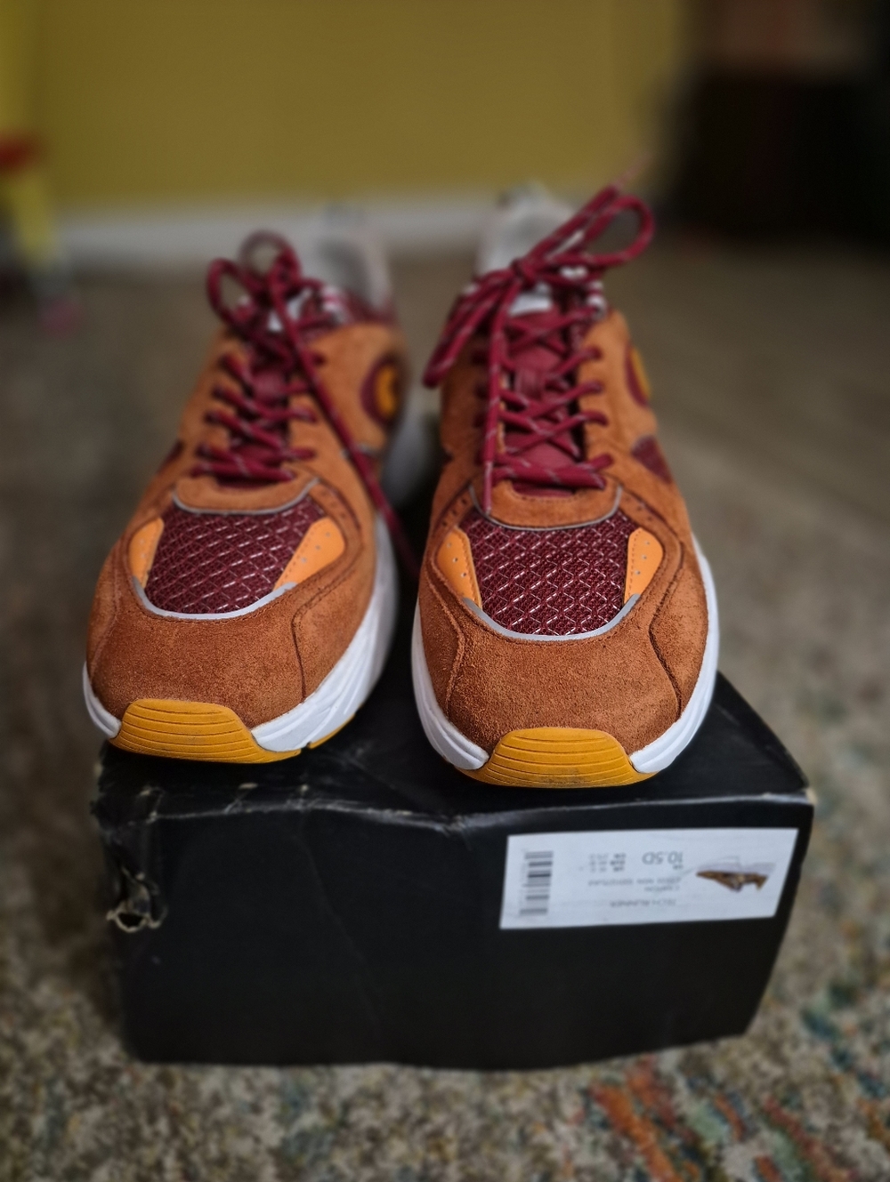 Coach Rust Orange & Burgundy Suede Mesh Sneakers
